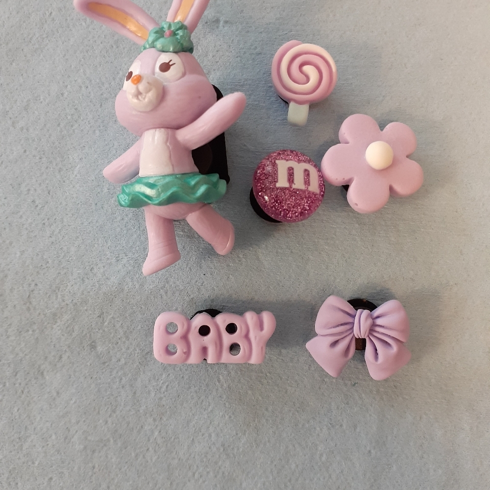 COPY - 3D bunny 6 pc shoe charm set for Crocs. NWOT